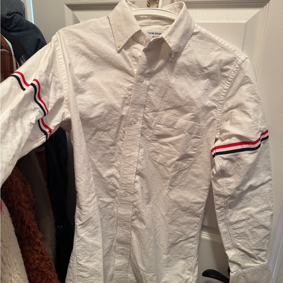 Thom Browne decorative stripe detail on both sleeves heavy shirt | Size L - Picture 7 of 8
